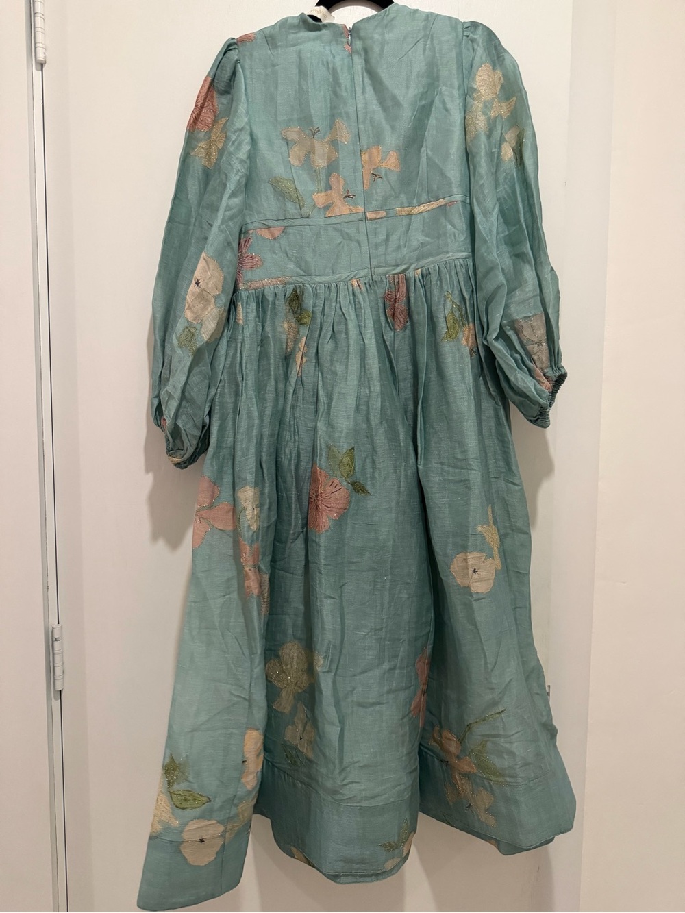 The Zimmermann Illuminate Drawn Mint Hibiscus Print Midi Dress - Picture 6 of 8
